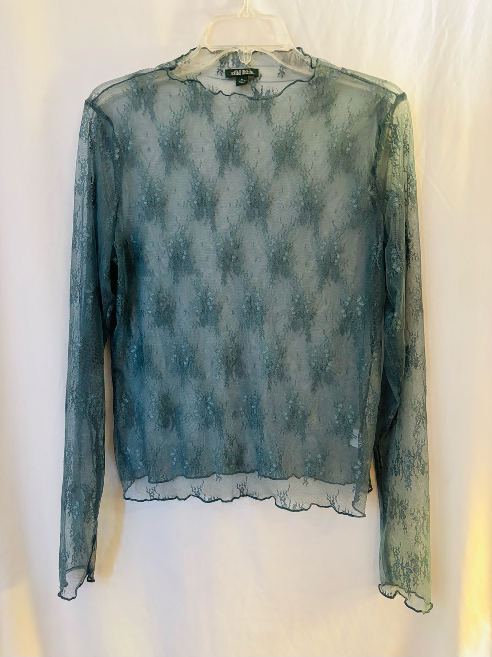 Wild Fable Floral Mesh Long Sleeve Top XL Blue Green Layering